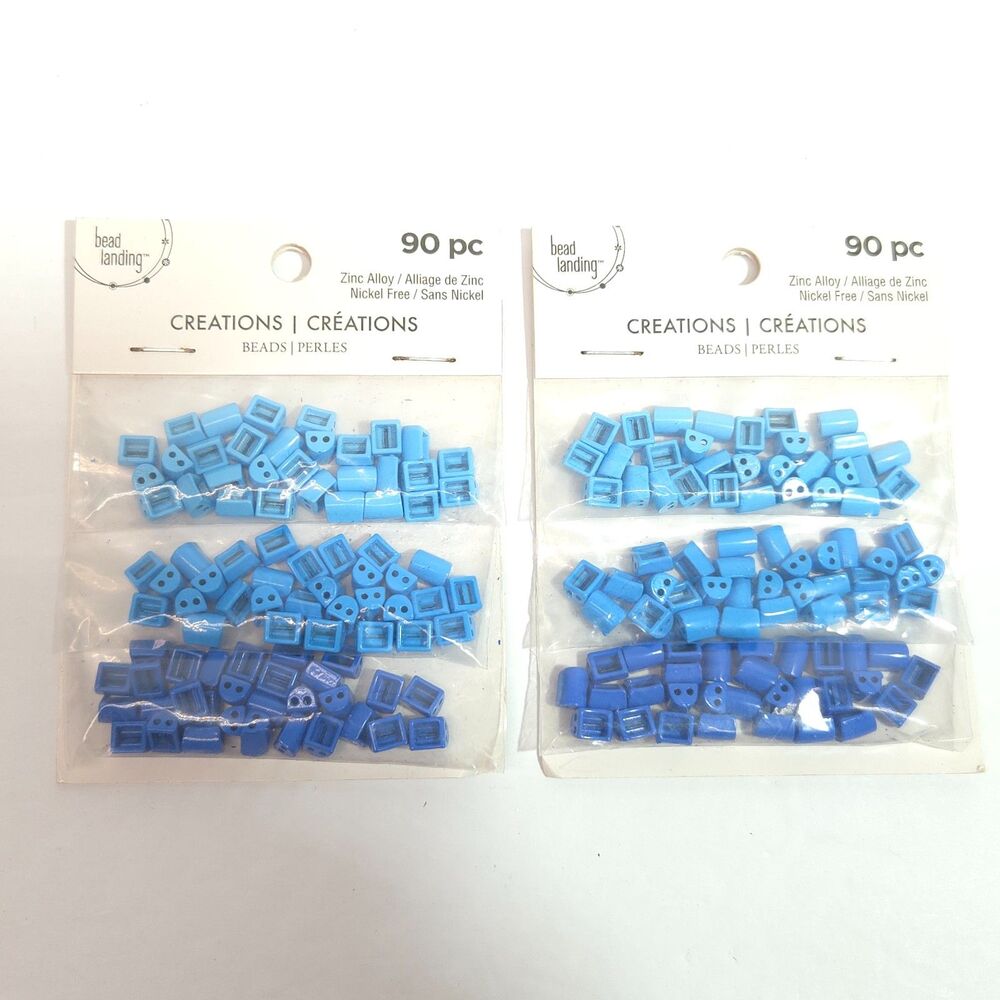 Bead Landing 90 pc Sky Blue Royal Zinc Alloy Craft Metal Beads Lot 2 Packs